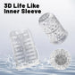 3D textured TPE inner sleeve of the Fizzglow Piston male masturbator with ribbed beads and realistic chamber design