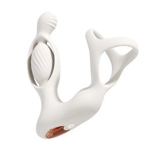 Fizzglow Vigor Anal Vibrator and Triple-Action Prostate Massager with Triple-Ring Support