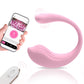 Woman holding smartphone app controlling discreet wearable vibrator for public play and couples fun