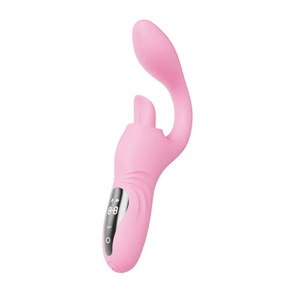 Pink EmberPulse G-Spot Rabbit Vibrator with LCD display and vibrating tongue