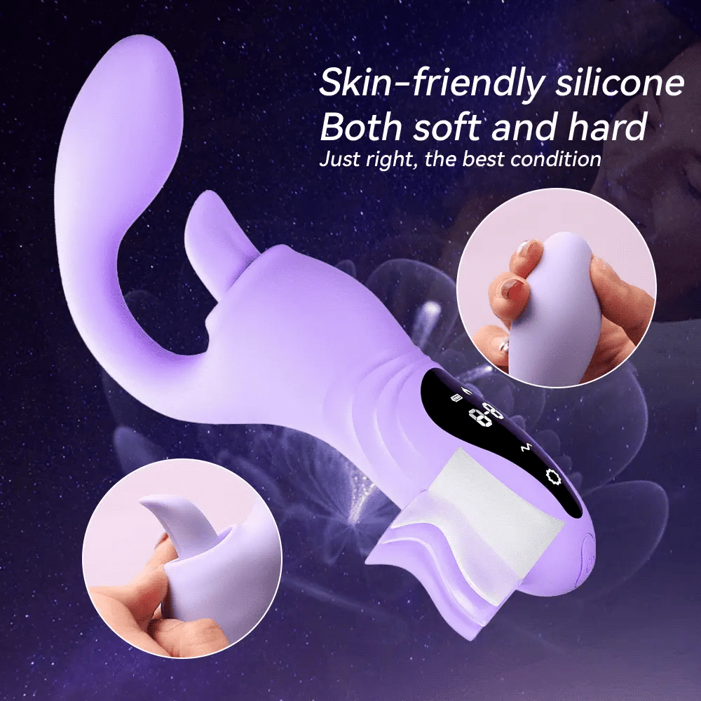 Purple EmberPulse G-Spot Rabbit Vibrator with LCD display and vibrating tongue