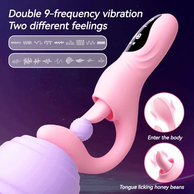 Pink EmberPulse G-Spot Rabbit Vibrator with LCD display and vibrating tongue