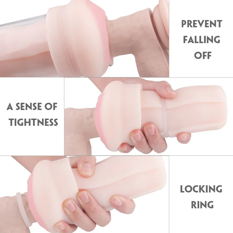 Abyss Automatic Penis Pump Stroker with stealthy black design and realistic TPE sleeve
