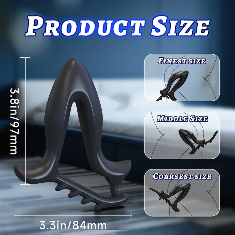 Black Anchor male butt plug featuring a 4-stage adjustable metal frame for safe anal expansion