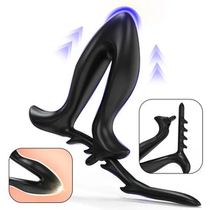 Black Anchor male butt plug featuring a 4-stage adjustable metal frame for safe anal expansion