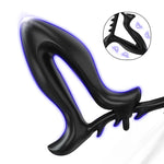 Black Anchor male butt plug featuring a 4-stage adjustable metal frame for safe anal expansion