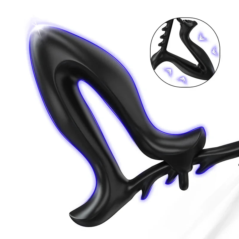 Black Anchor male butt plug featuring a 4-stage adjustable metal frame for safe anal expansion