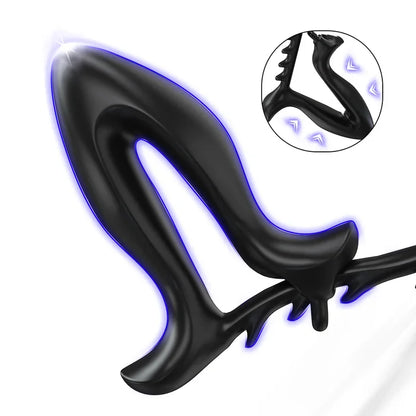 Black Anchor male butt plug featuring a 4-stage adjustable metal frame for safe anal expansion