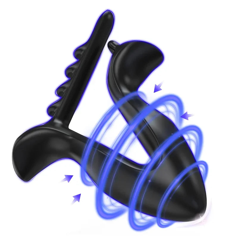 Black Anchor male butt plug featuring a 4-stage adjustable metal frame for safe anal expansion