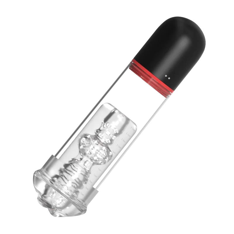 Vortex Automatic Penis Pump Stroker with transparent cylinder and realistic TPE sleeve