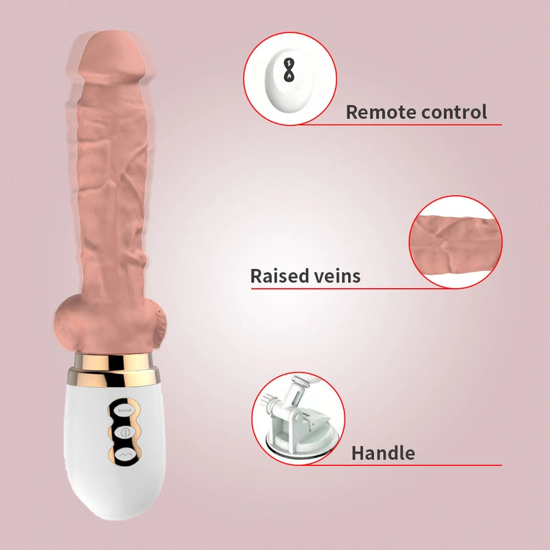 Pure Instinct Realistic Heating Dildo with 3 Stretching & 10 Vibrations  