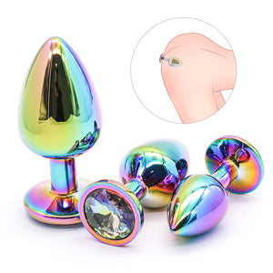 Rainbow Metal Anal Plug Set  Fizzglow
