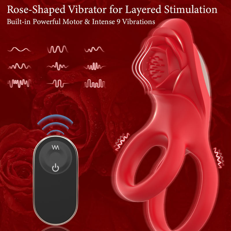 Remote Control Rose Vibrating Cock Ring  Fizzglow