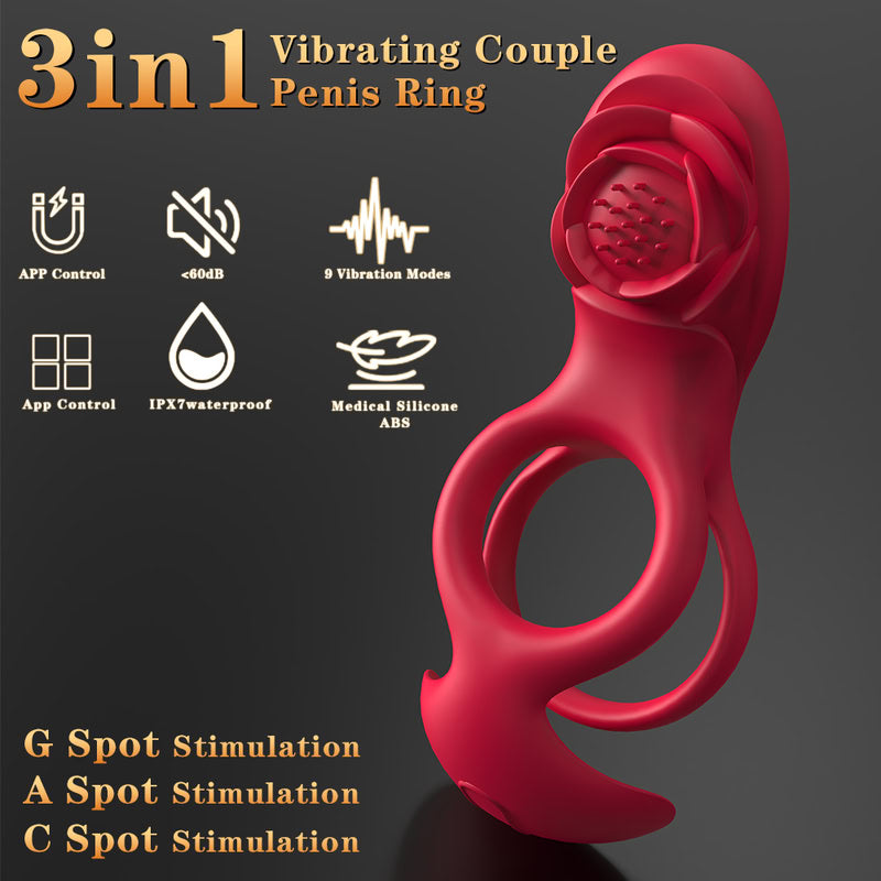 Rose Vibrating Cock Ring for Couples  Fizzglow