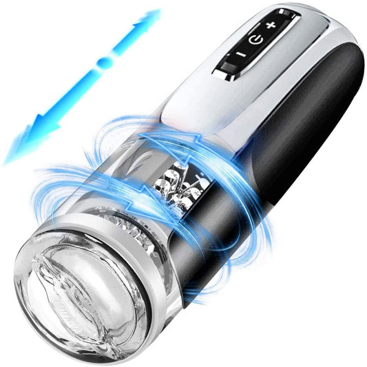 Rotating & Thrusting Voice Masturbator with Textured Channel  Fizzglow