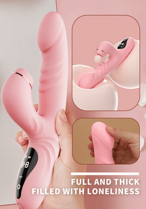 Pink SilkRipple G-Spot Rabbit Vibrator with thrusting and LCD display