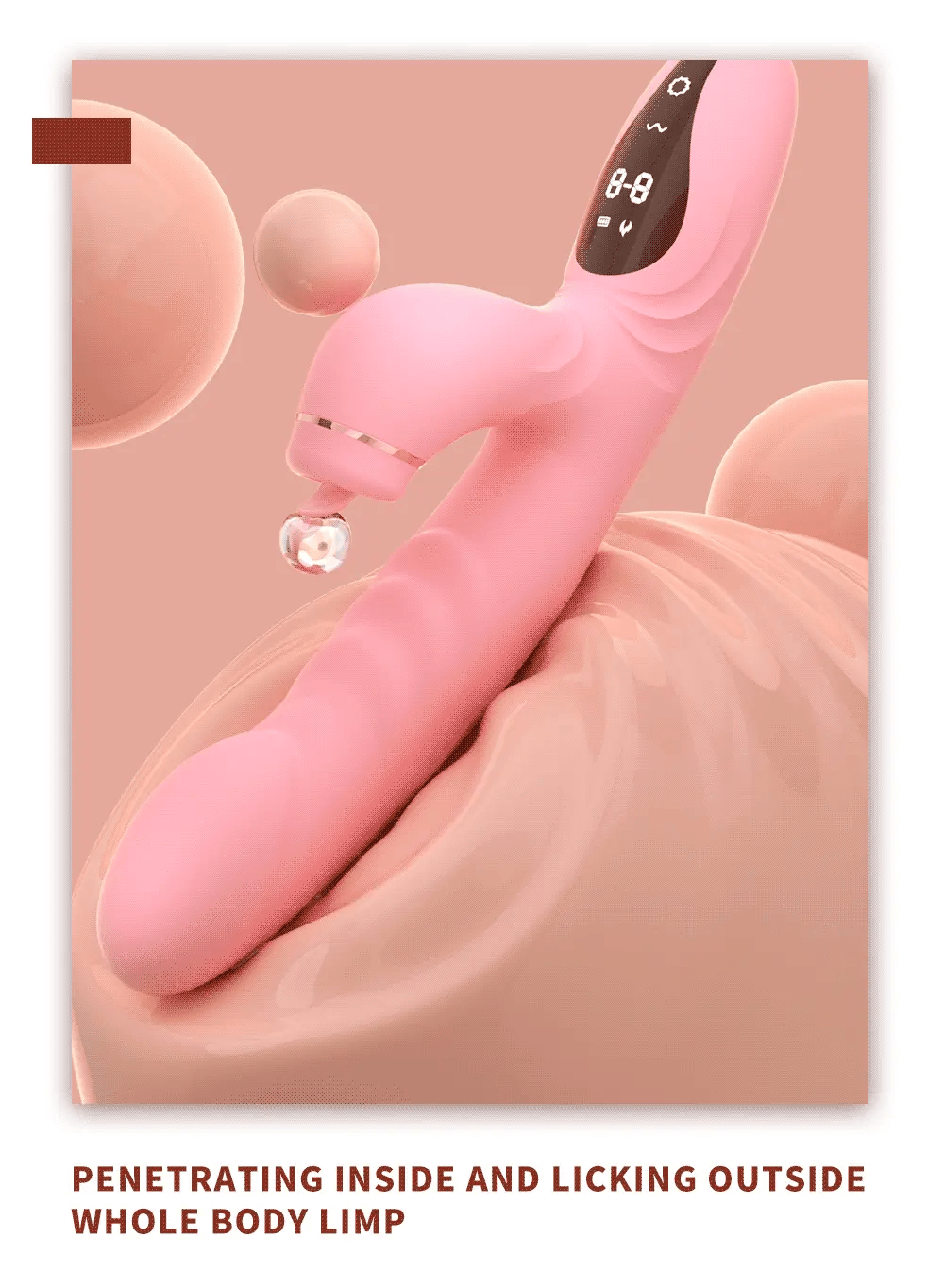 Pink SilkRipple G-Spot Rabbit Vibrator with thrusting and LCD display