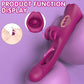 Sola G-Spot Rabbit Vibrator in burgundy showing its dual-end design with a tapping shaft, rabbit-ear stimulator, and a tongue-licking base.