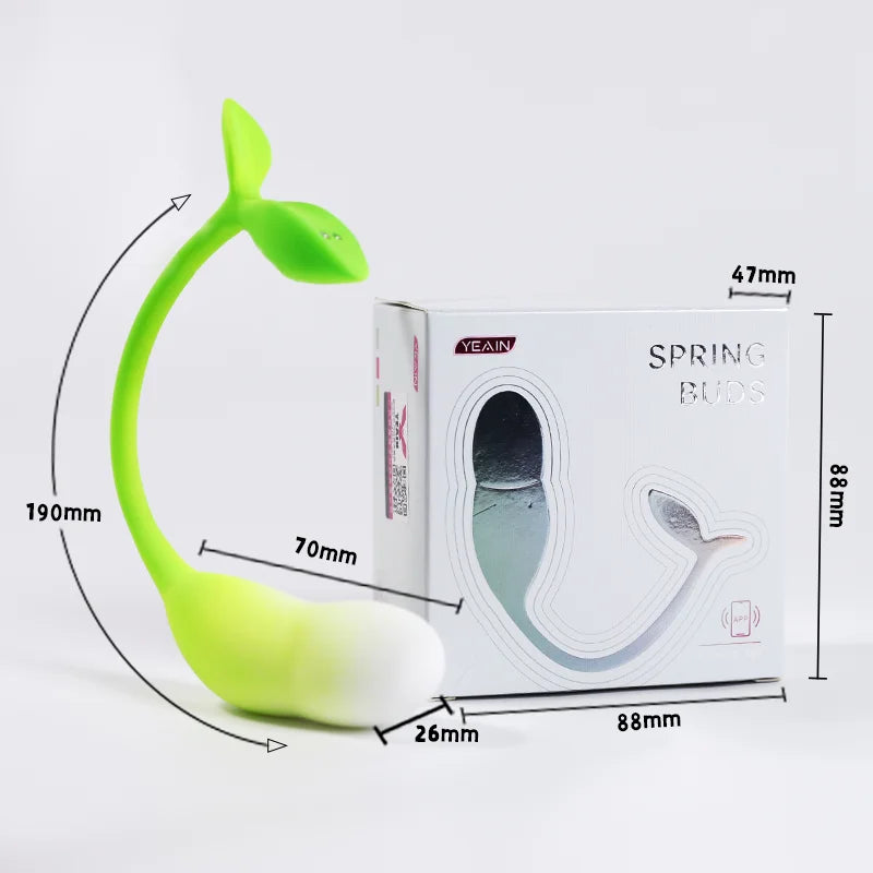Sprout bean sprout shaped g-spot vibrator with flexible liquid silicone body and magnetic charging port