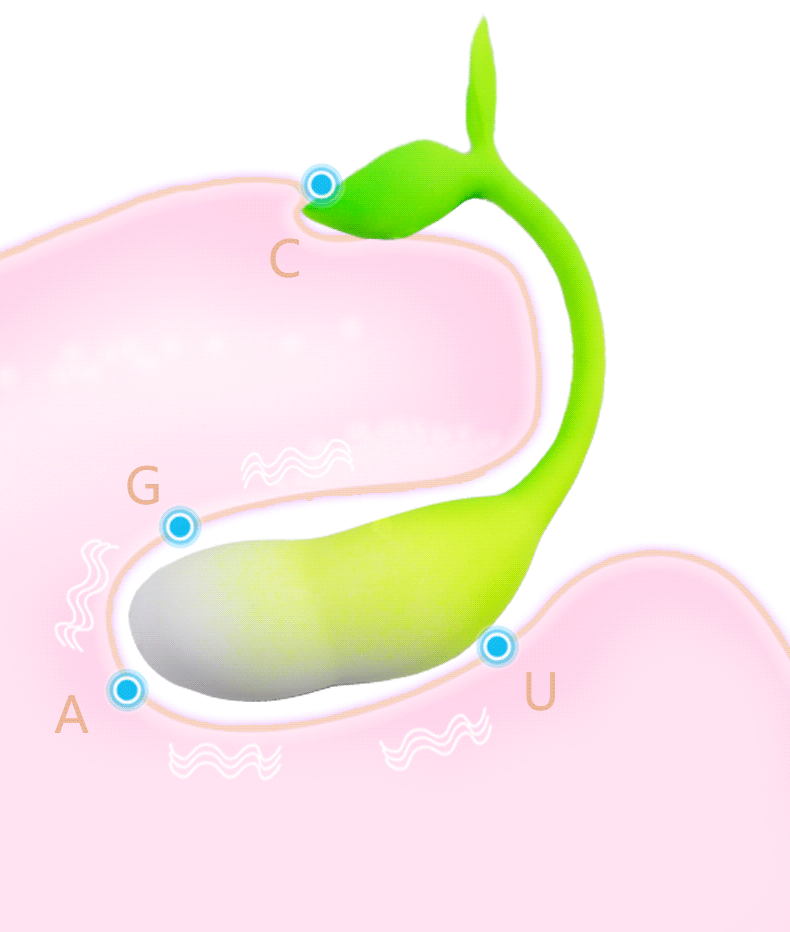Sprout bean sprout shaped g-spot vibrator with flexible liquid silicone body and magnetic charging port