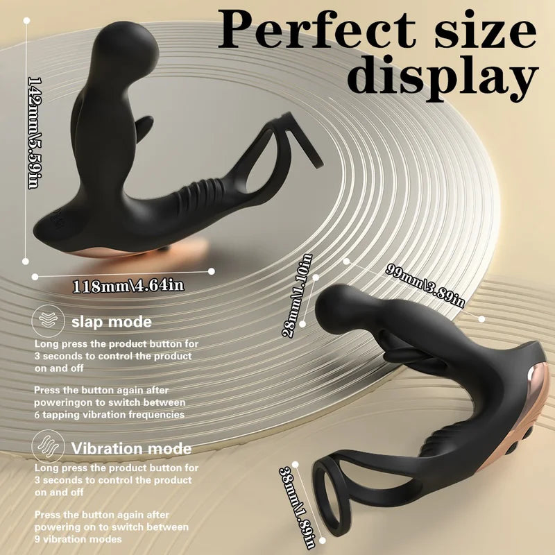 Fizzglow Surge 3-in-1 Prostate Massager and Anal Vibrator with Penis Ring