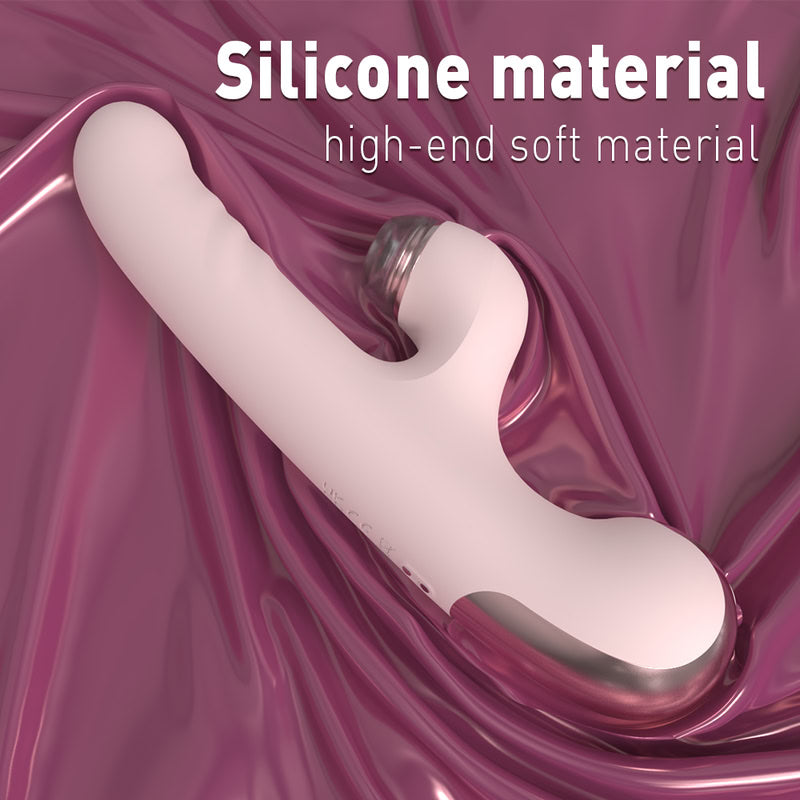 Telescopic Thrusting Rabbit Vibrator with Interchangeable Suction Heads  Fizzglow