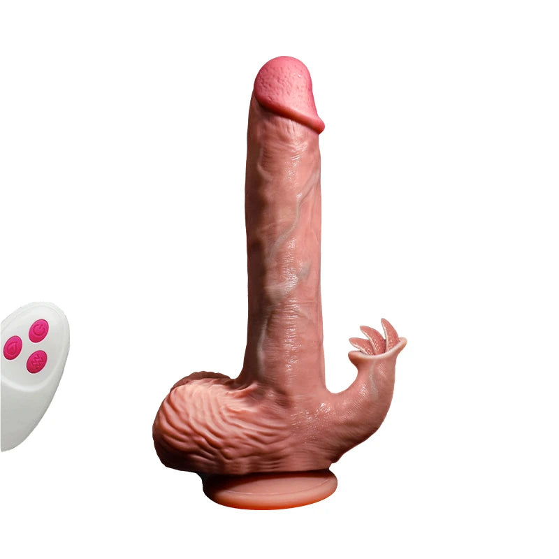 Titan Liquid Flesh: 9-Speed Remote Control Dildo with Heating & Triple-Tongue Tease??
