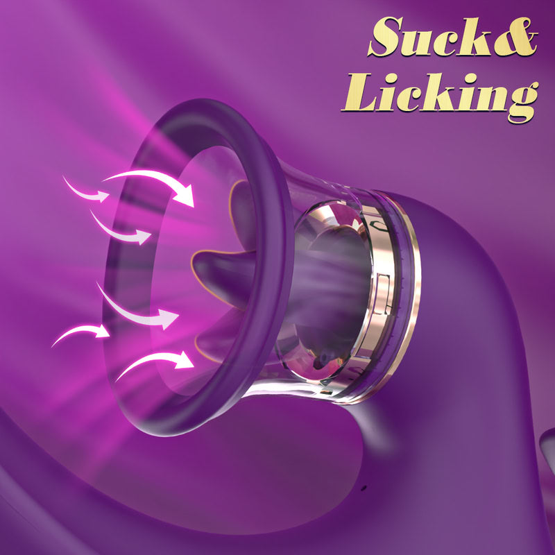 Violet Caress 3-in-1 Licking &amp; Suction Rabbit Vibrator  Fizzglow