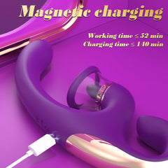 Violet Caress 3-in-1 Licking &amp; Suction Rabbit Vibrator  Fizzglow