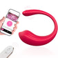 Magenta red Contour app-controlled wearable panty vibrator showing dual smartphone and wireless remote control options