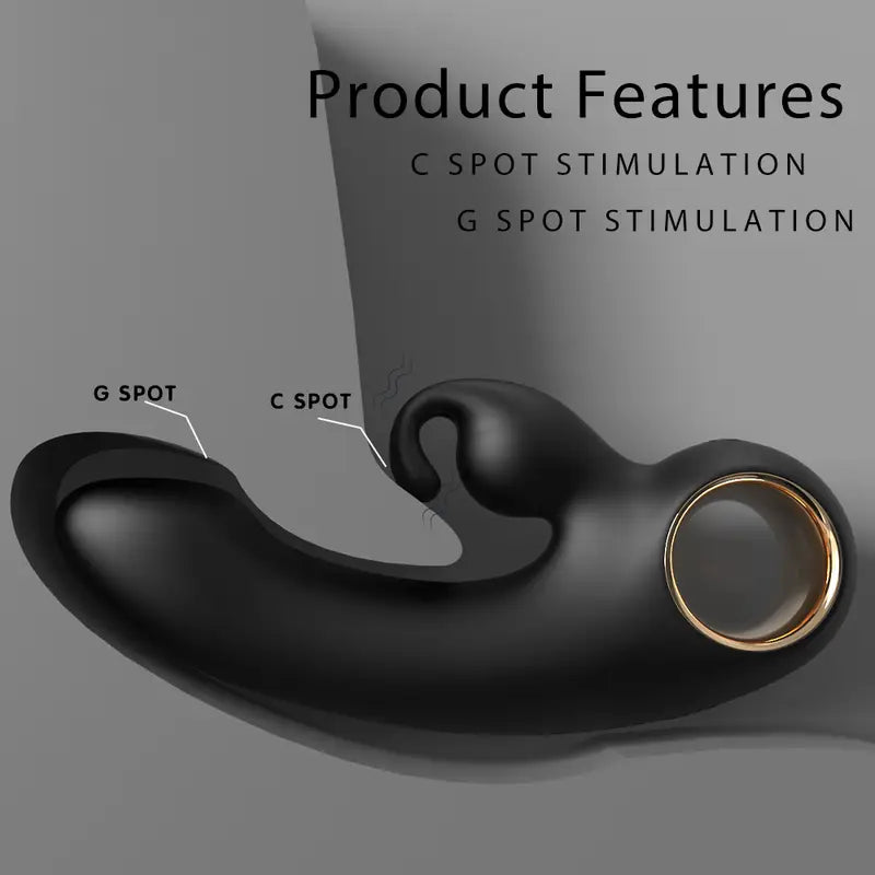 Cove Ring-Handle G-Spot Rabbit Vibrator with metallic gold ring base and flexible bunny ears.