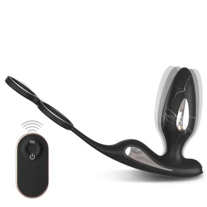 Fizzglow Apex Remote Control Anal Prostate Vibrator in Matte Black with dual sizing cock rings.