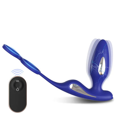 Fizzglow Apex Anal Prostate Vibrator in Royal Blue with wireless remote control and electro-pulse stimulation.