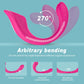 The Fizzglow Bend G-Spot Wearable Vibrator featuring a 270-degree flexible silicone shaft shown alongside an ergonomic wireless remote control for hands-free pleasure.