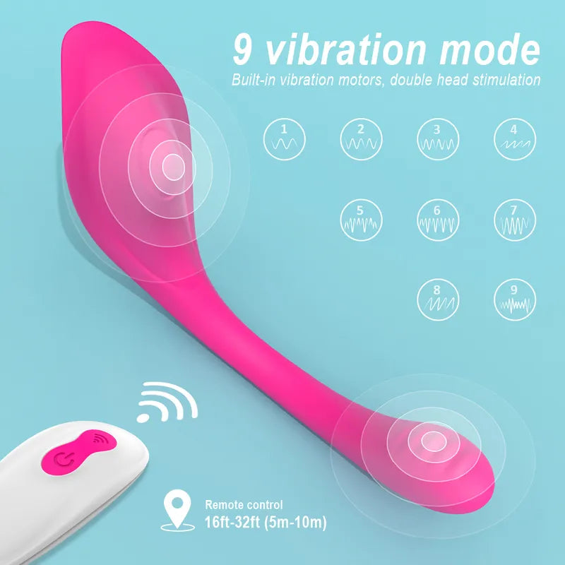 The Fizzglow Bend G-Spot Wearable Vibrator featuring a 270-degree flexible silicone shaft shown alongside an ergonomic wireless remote control for hands-free pleasure.