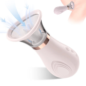 Fizzglow Bloom Sip premium flower-shaped automatic clitoral suction vibrator toy decorated with luxury rose gold trim and an ergonomic soft silicone canopy cup.