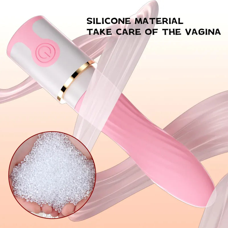 Breeze Lipstick Vibrator crafted from body-safe silicone with an inset showing pure silicone raw materials.