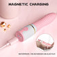 Breeze Lipstick Vibrator charging via USB magnetic cable with an inset demonstrating IPX6 waterproof capability under running water.