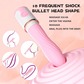 Breeze Bullet Vibrator with 10 pulse modes pressing into soft gel alongside body stimulation point diagrams.