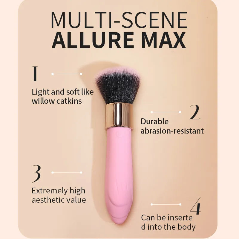 Overview of Fizzglow Caress G-Spot Vibrator detailing ultra-soft bristles, durable casing, and contoured insertable tip
