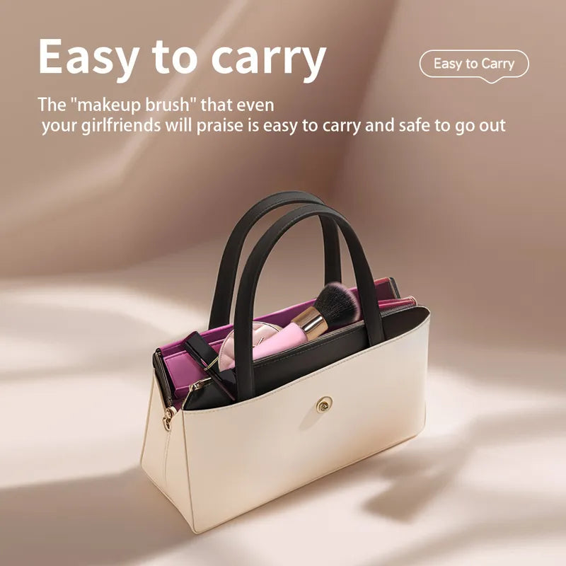 Fizzglow Caress G-Spot Vibrator tucked securely inside an everyday handbag for discreet portable travel