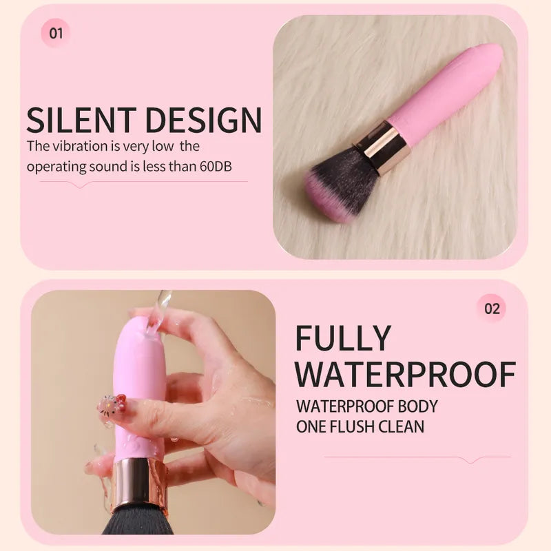 Fizzglow Caress G-Spot Vibrator demonstrating whisper-quiet motor under 60dB and IPX6 washable silicone body under running water
