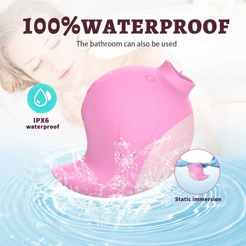 Fizzglow Chirp Clitoral Vibrator with IPX6 shower-friendly water resistance undergoing water splash testing
