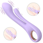 Fizzglow Clasp 9-Mode Dual Motor G-Spot & Clitoral Rabbit Vibrator in soft purple silicone with ergonomic finger ring