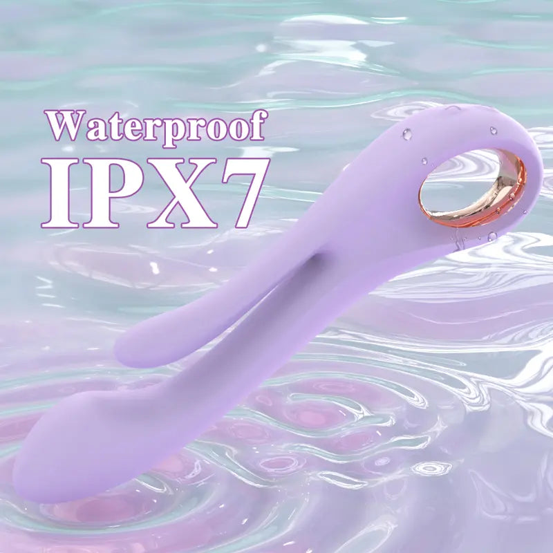 Fizzglow Clasp 9-Mode Dual Motor G-Spot & Clitoral Rabbit Vibrator in soft purple silicone with ergonomic finger ring