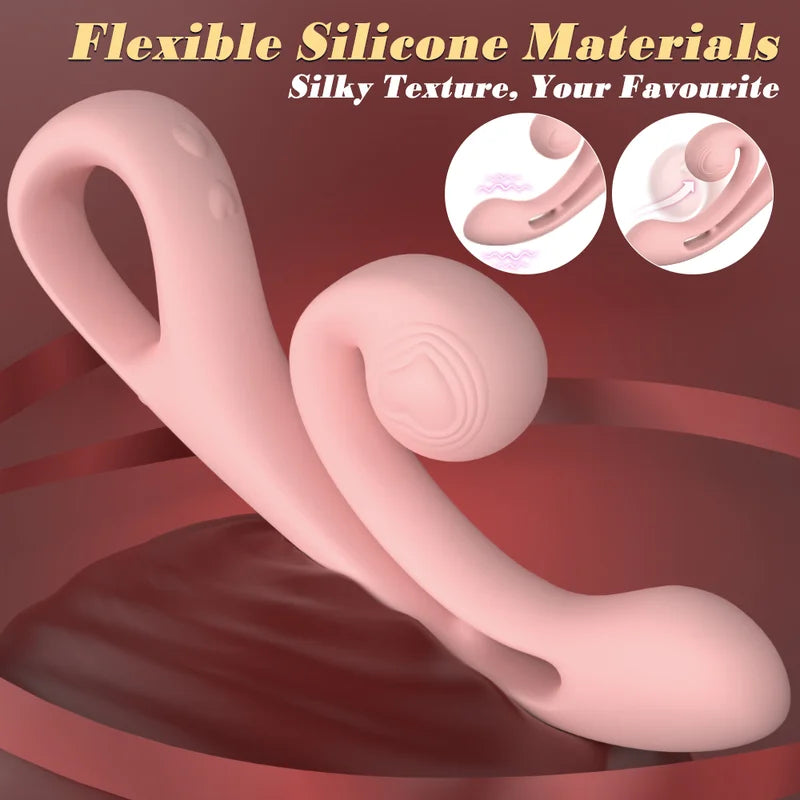 Coil rabbit vibrator in Petal Pink featuring memory-flex design and liquid silicone by Fizzglow