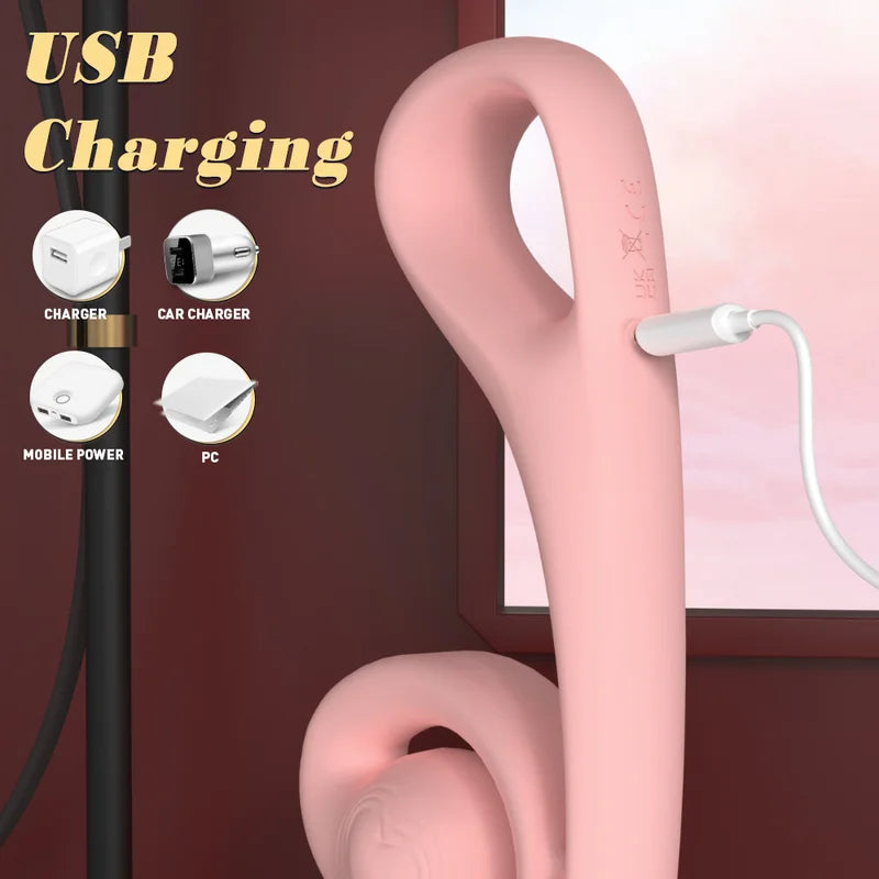 Coil rabbit vibrator in Petal Pink featuring memory-flex design and liquid silicone by Fizzglow