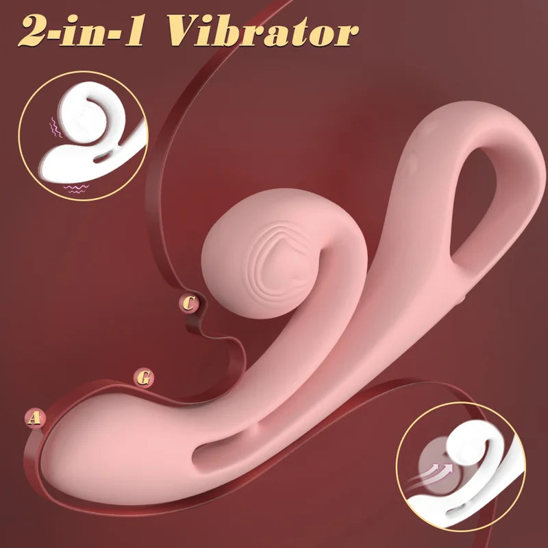 Coil rabbit vibrator in Petal Pink featuring memory-flex design and liquid silicone by Fizzglow