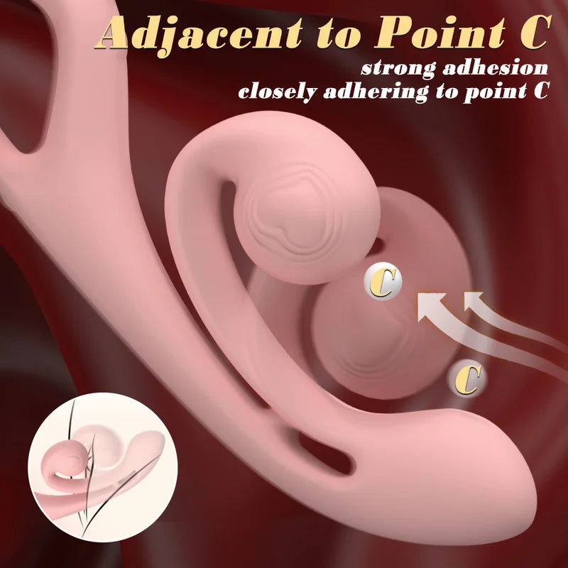 Coil rabbit vibrator in Petal Pink featuring memory-flex design and liquid silicone by Fizzglow