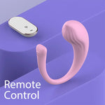 Pink Contour remote wearable G-spot vibrator displayed next to its compact wireless remote controller